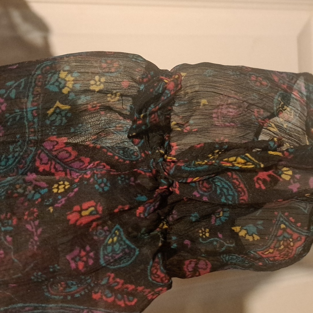 🔱 Band of Gypsies Multicolor Paisley Blouse Off the shoulder sheer Sexy blouse - Picture 5 of 5